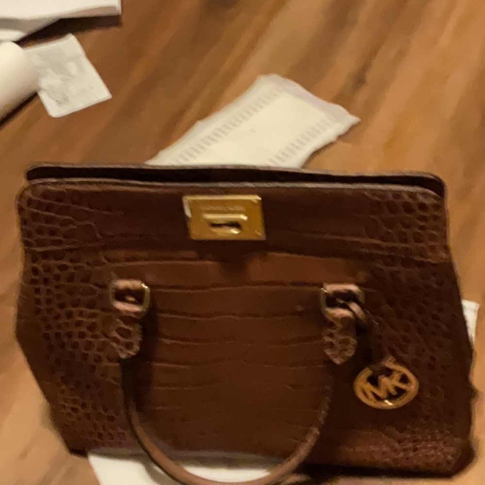 Michael Kors Brown Crocodile-Embossed Handbag